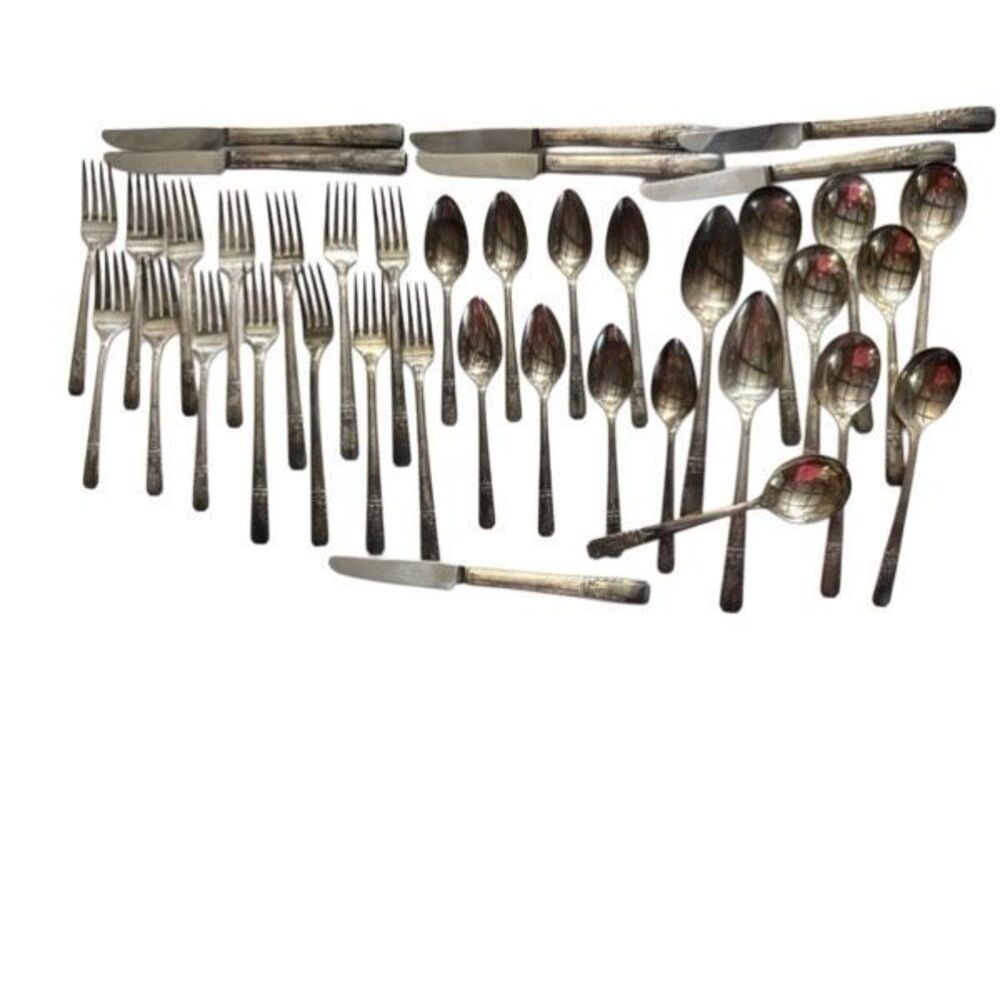 Wm. Rogers & Son Lady Drake 39 Piece Silverplate Flatware 1940